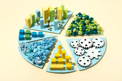 top view paper chart with various elements